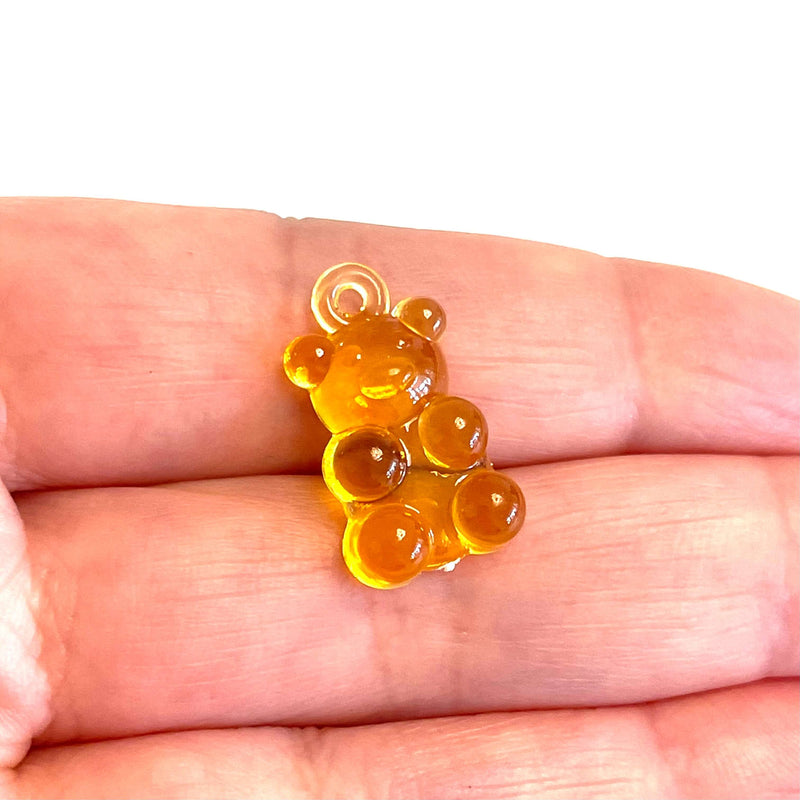 5 pcs in a pack, Jelly Bear Charms, Gummy Bear Resin With Loop, Jelly Bear Shaped Resin Charms  12x22mm,