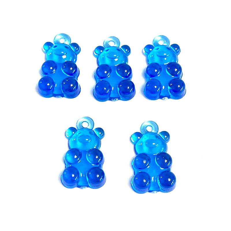 5 pcs in a pack, Jelly Bear Charms, Gummy Bear Resin With Loop, Jelly Bear Shaped Resin Charms  12x22mm,