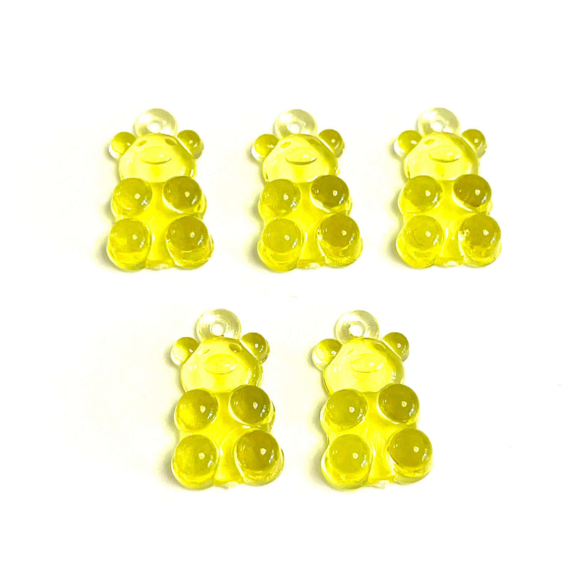 5 pcs in a pack, Jelly Bear Charms, Gummy Bear Resin With Loop, Jelly Bear Shaped Resin Charms  12x22mm,