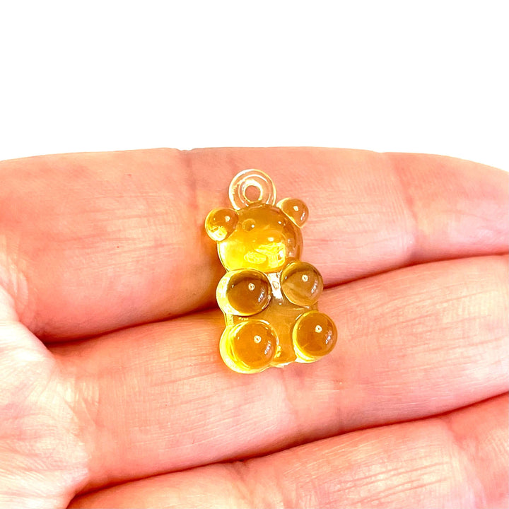5 pcs in a pack, Jelly Bear Charms, Gummy Bear Resin With Loop, Jelly Bear Shaped Resin Charms 12x22mm,