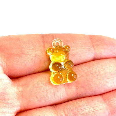 5 pcs in a pack, Jelly Bear Charms, Gummy Bear Resin With Loop, Jelly Bear Shaped Resin Charms  12x22mm,