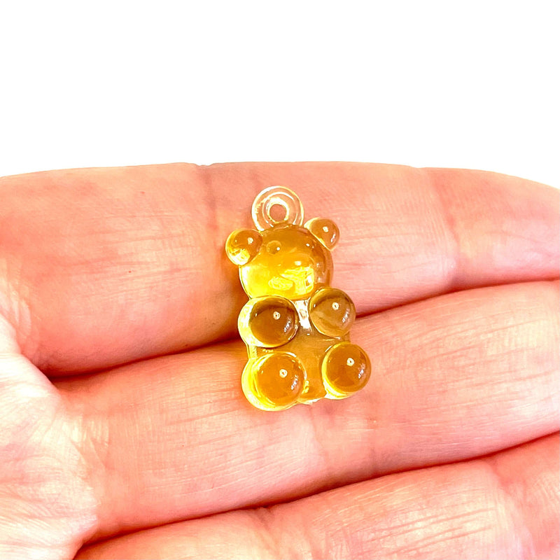 5 pcs in a pack, Jelly Bear Charms, Gummy Bear Resin With Loop, Jelly Bear Shaped Resin Charms  12x22mm,