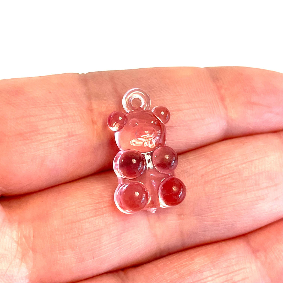5 pcs in a pack, Jelly Bear Charms, Gummy Bear Resin With Loop, Jelly Bear Shaped Resin Charms 12x22mm,
