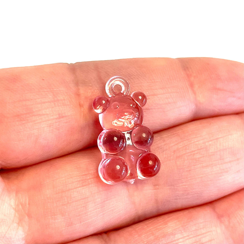 5 pcs dans un pack, Jelly Bear Charms, Gummy Bear Resin With Loop, Jelly Bear Shaped Resin Charms 12x22mm,