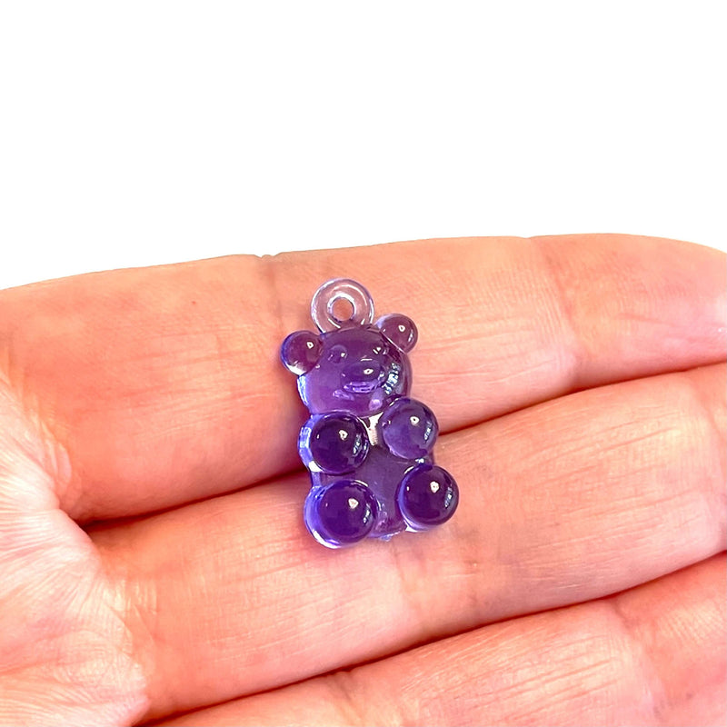 5 pcs in a pack, Jelly Bear Charms, Gummy Bear Resin With Loop, Jelly Bear Shaped Resin Charms  12x22mm,