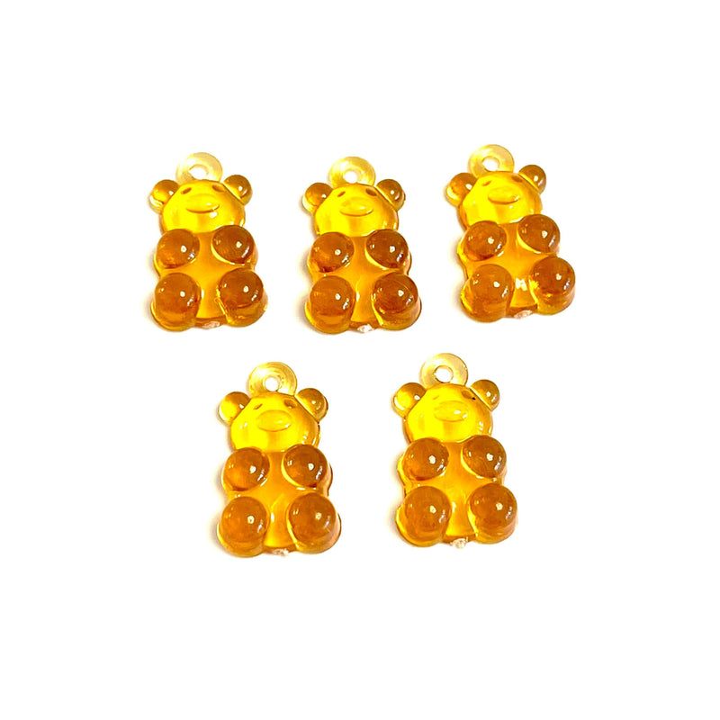 5 pcs in a pack, Jelly Bear Charms, Gummy Bear Resin With Loop, Jelly Bear Shaped Resin Charms  12x22mm,