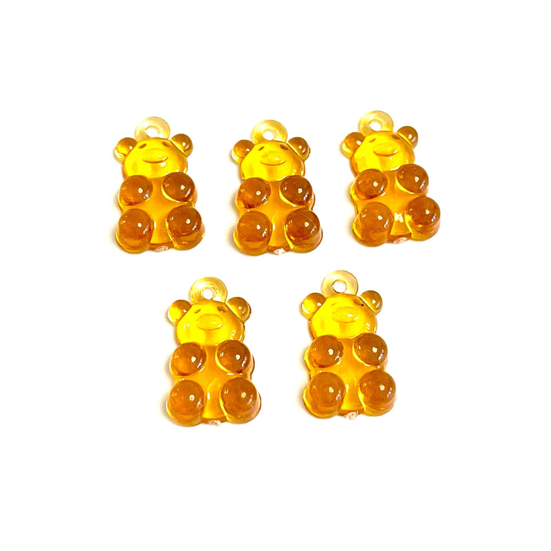 5 Stück in einer Packung, Jelly Bear Charms, Gummibärchen Harz mit Schleife, Jelly Bear Shaped Resin Charms 12x22mm,