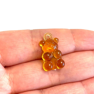 5 pcs in a pack, Jelly Bear Charms, Gummy Bear Resin With Loop, Jelly Bear Shaped Resin Charms  12x22mm,