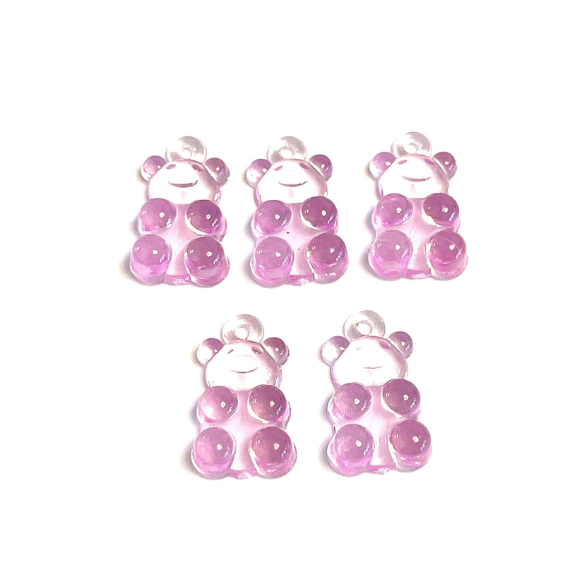 5 pcs in a pack, Jelly Bear Charms, Gummy Bear Resin With Loop, Jelly Bear Shaped Resin Charms  12x22mm,
