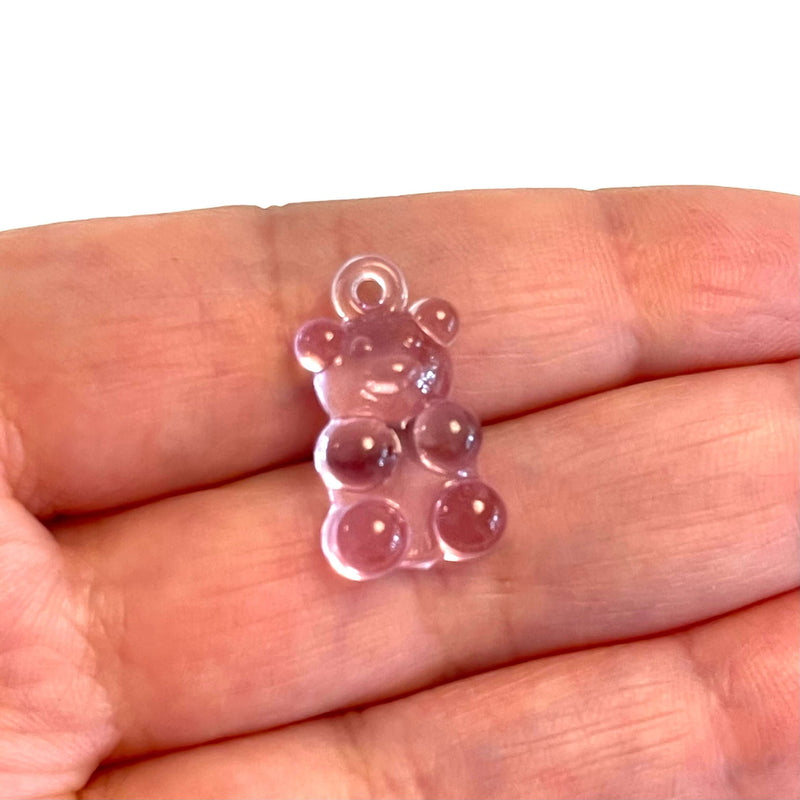5 pcs in a pack, Jelly Bear Charms, Gummy Bear Resin With Loop, Jelly Bear Shaped Resin Charms  12x22mm,