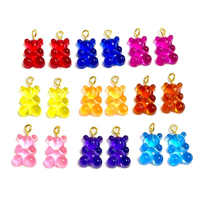 5 pcs in a pack, Jelly Bear Charms, Gummy Bear Resin With Loop, Jelly Bear Shaped Resin Charms  12x22mm,