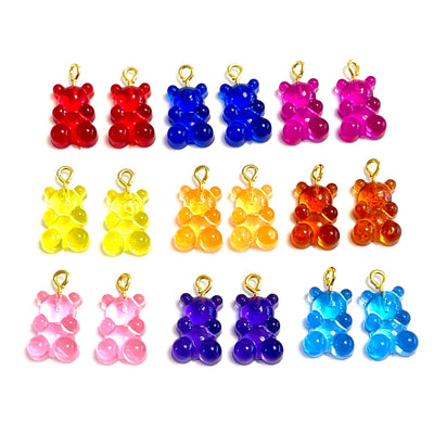 5 pcs dans un pack, Jelly Bear Charms, Gummy Bear Resin With Loop, Jelly Bear Shaped Resin Charms 12x22mm,