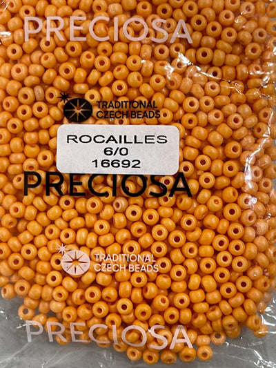 Perles de Rocailles Preciosa 6/0 Rocailles-Trou Rond 100 gr, 16692 Craie Teintée Orange