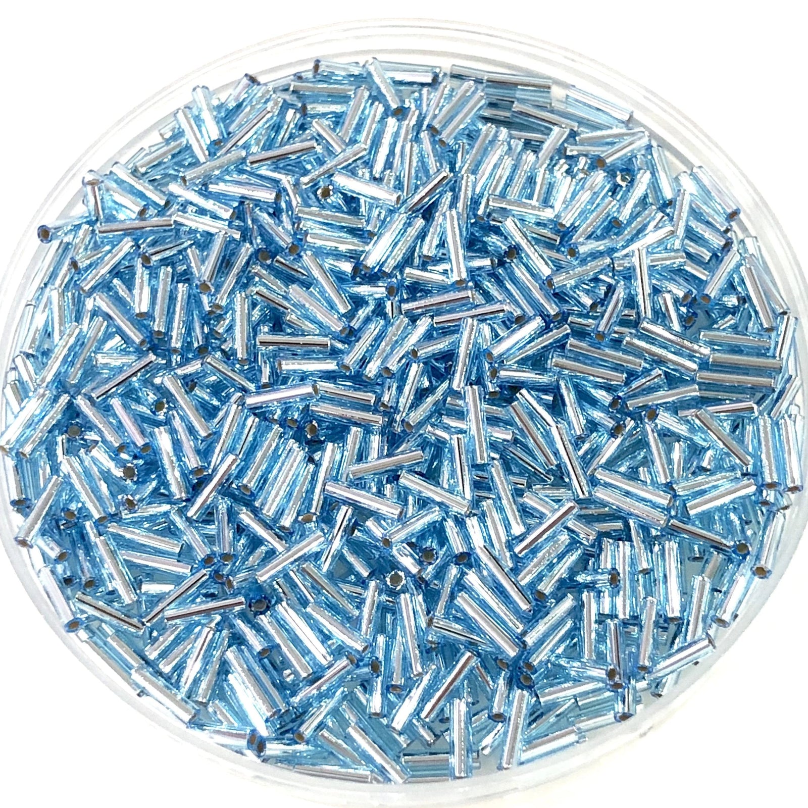 Miyuki Bugles size 6mm 0018 Silver Lined Aqua 10 grams.