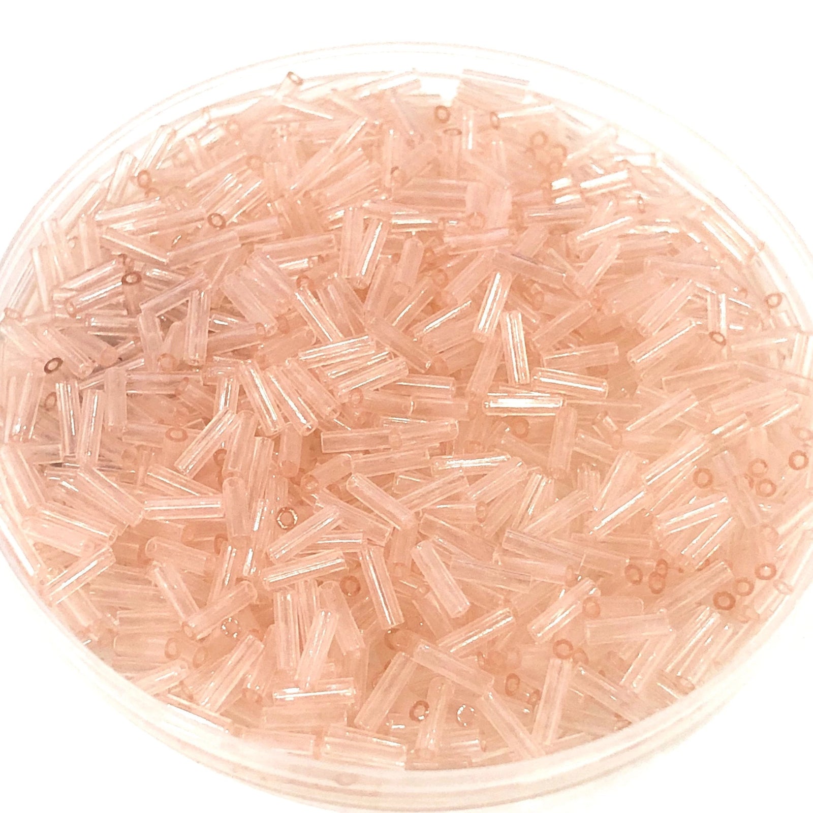 Miyuki Bugles size 6mm 0155 Transparent Pale Pink 10 grams.