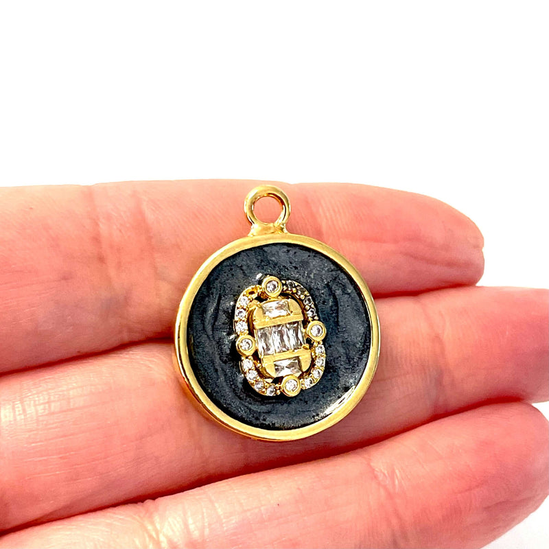 24Kt Gold Plated Enamelled Clear Zirconia Pendant