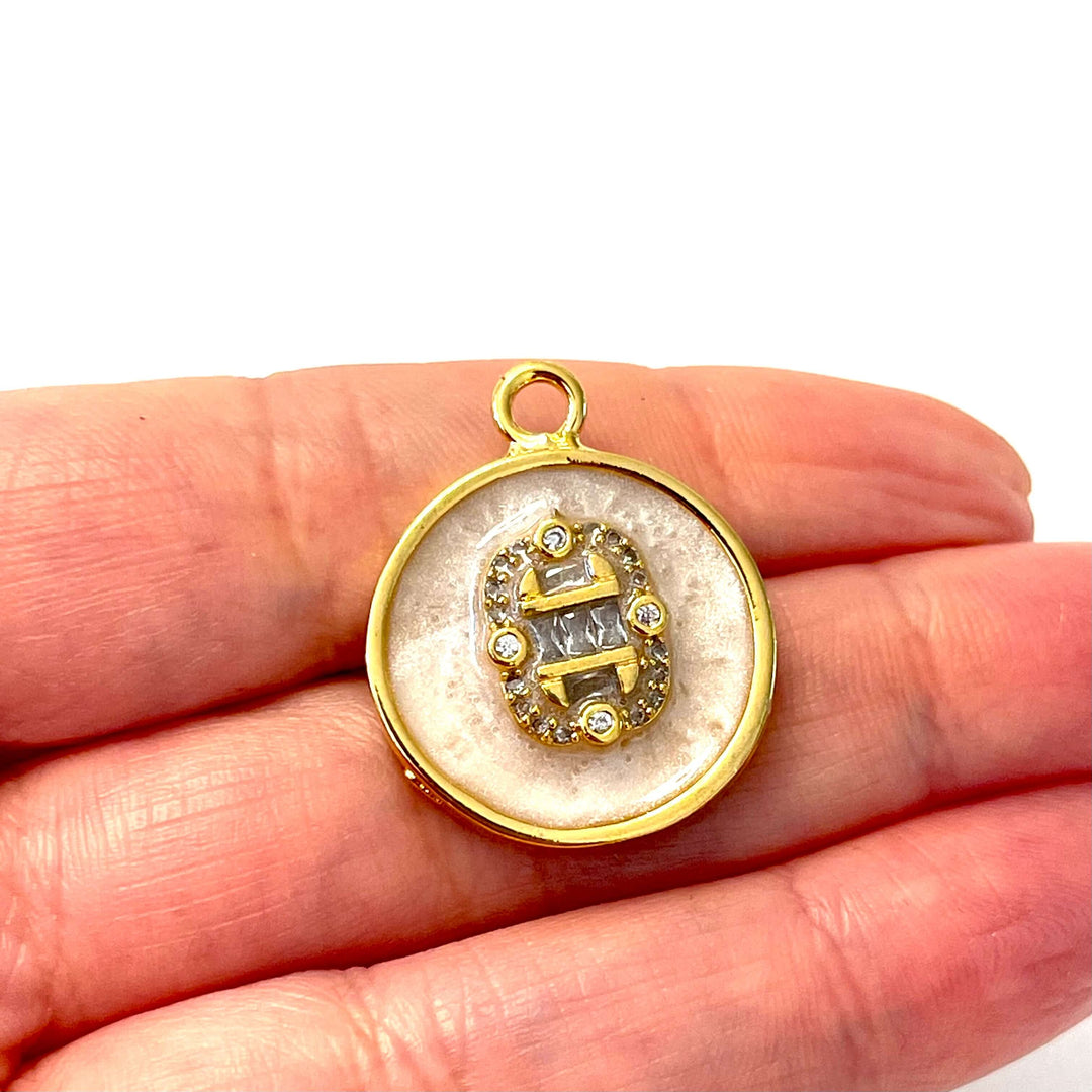 24Kt Gold Plated Enamelled Clear Zirconia Pendant