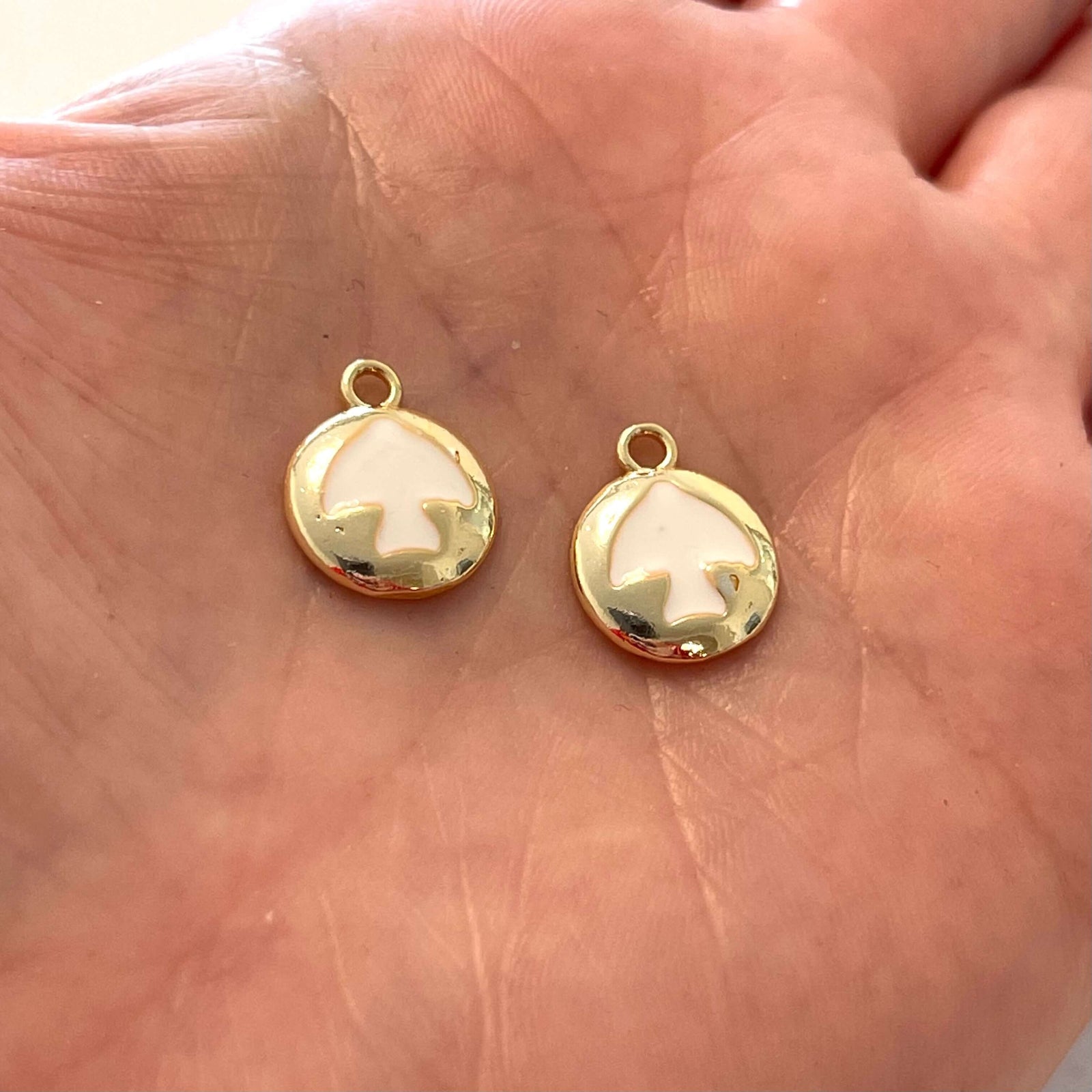 24Kt Gold Plated Brass White Enamelled Fish Charms, 2 pcs in a pack