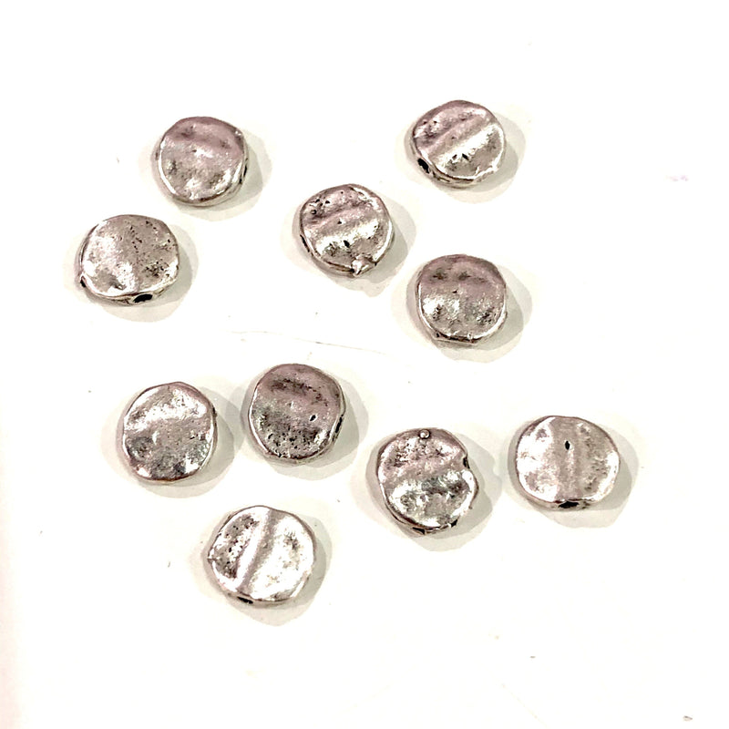 Antique Silver Plated 6mm Brass Spacers, Silver 6mm Brass Charms, 10 Pcs in a Pack