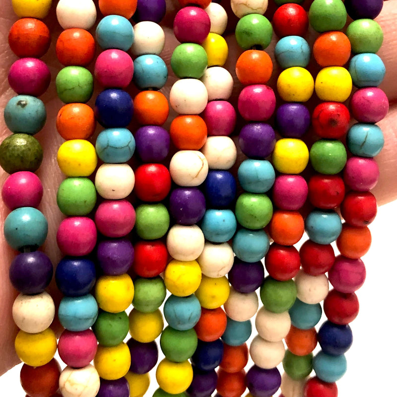 6 mm mehrfarbige Howlith-Perlen, 65 Perlen