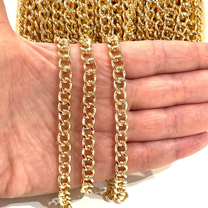 24Kt Shiny Gold Plated Chain, 10x7mm Gold Plated Chain,