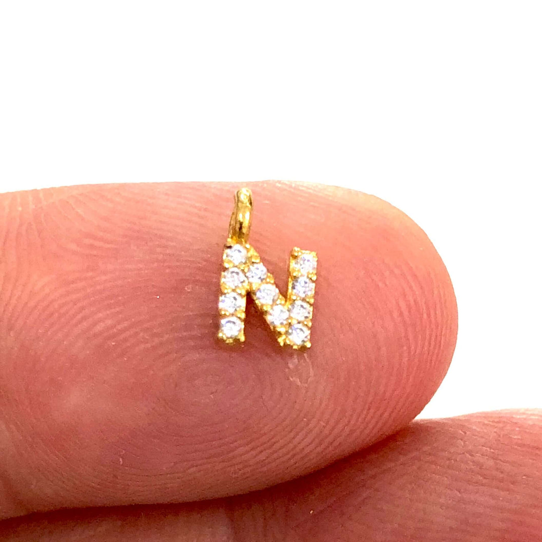 24Kt Gold Plated Brass Micro Pave Initial Charms