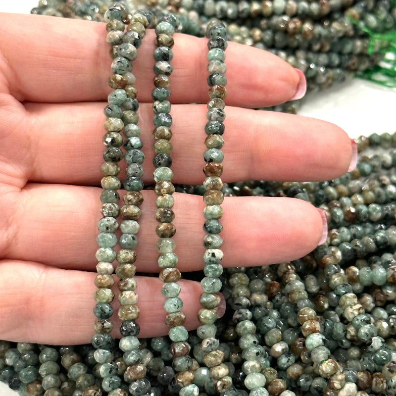 Rondelle à facettes de 4 mm de jade multicolore, perles de jade multicolores, perles de pierres précieuses, pierres précieuses naturelles