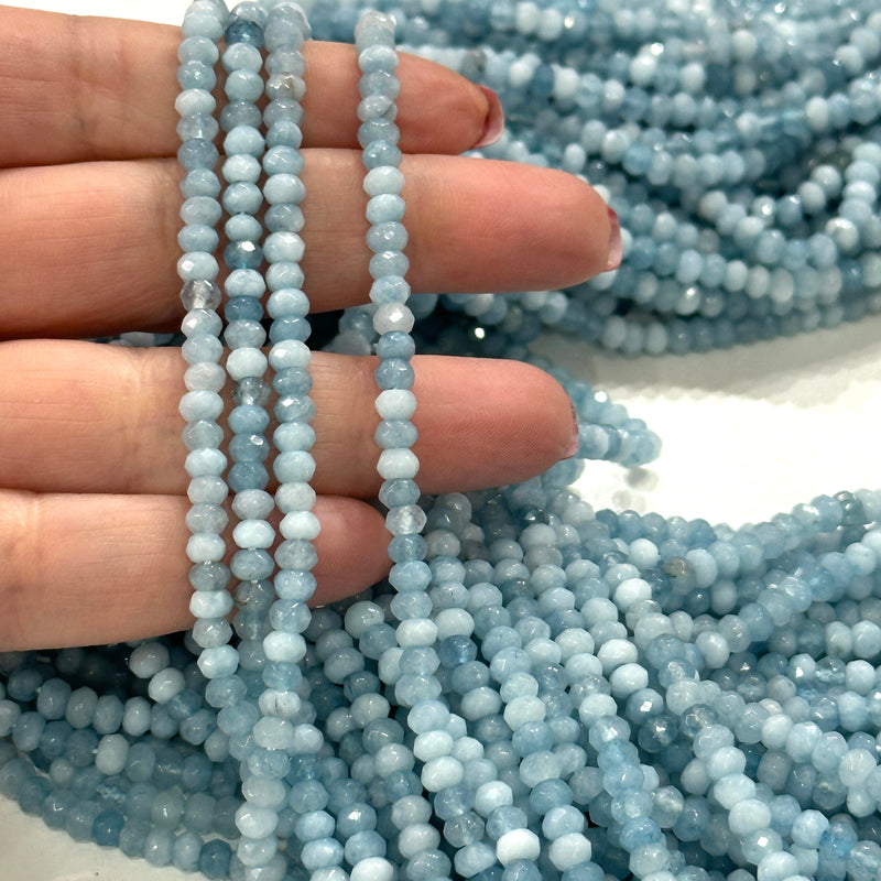 Blue Jade 4mm Faceted Rondelle, Blue Jade Beads,Gemstone Beads,Natural Gemstone