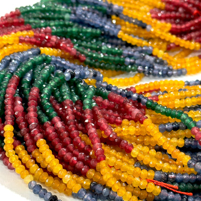 Assorted Jade 4mm Faceted Rondelle, Assorted Jade Beads,Gemstone Beads,Natural Gemstone