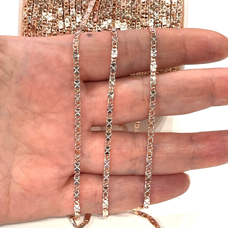 1 Meter, Rose Gold Plated Brass 2.2mm Chain