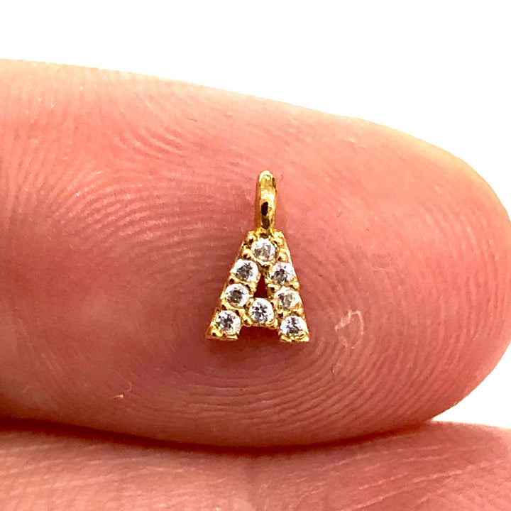 24Kt Gold Plated Brass Micro Pave Initial Charms