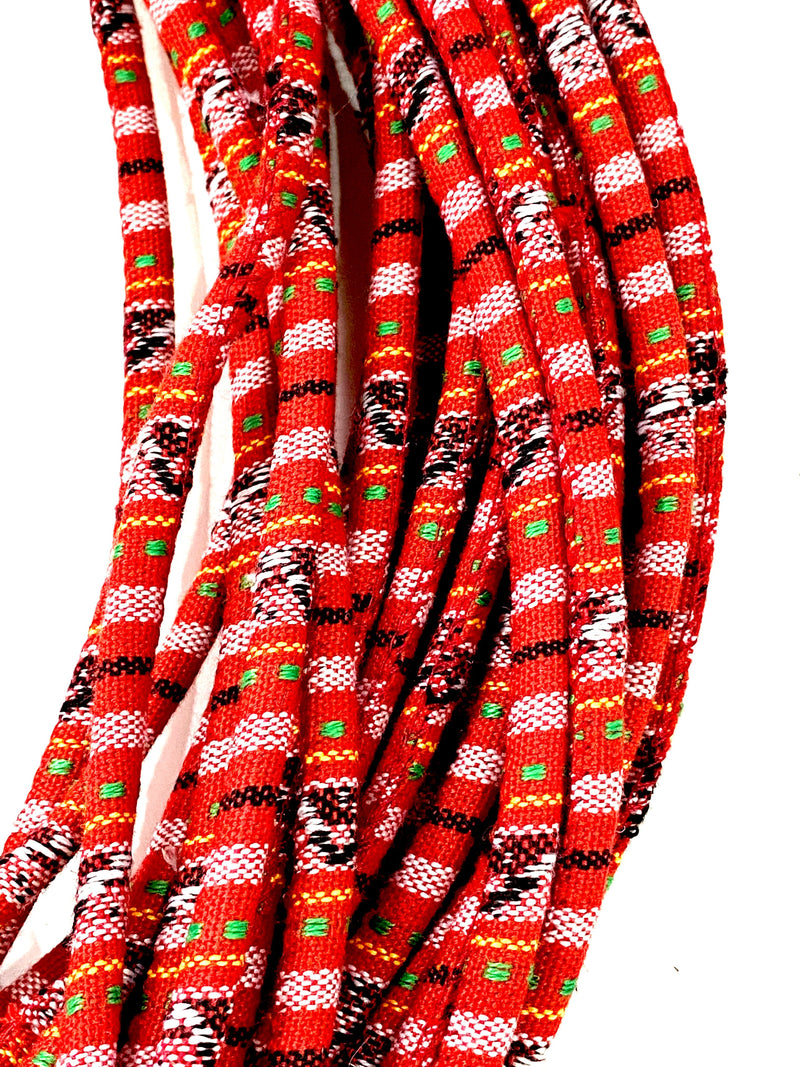 Böhmische Stoffkordel, 6,5 mm bunte Kordel, bestickte Textilkordel, runde aztekische ethnische Kordel, böhmisches ethnisches Seil, ethnische Kordel 6,5 mm