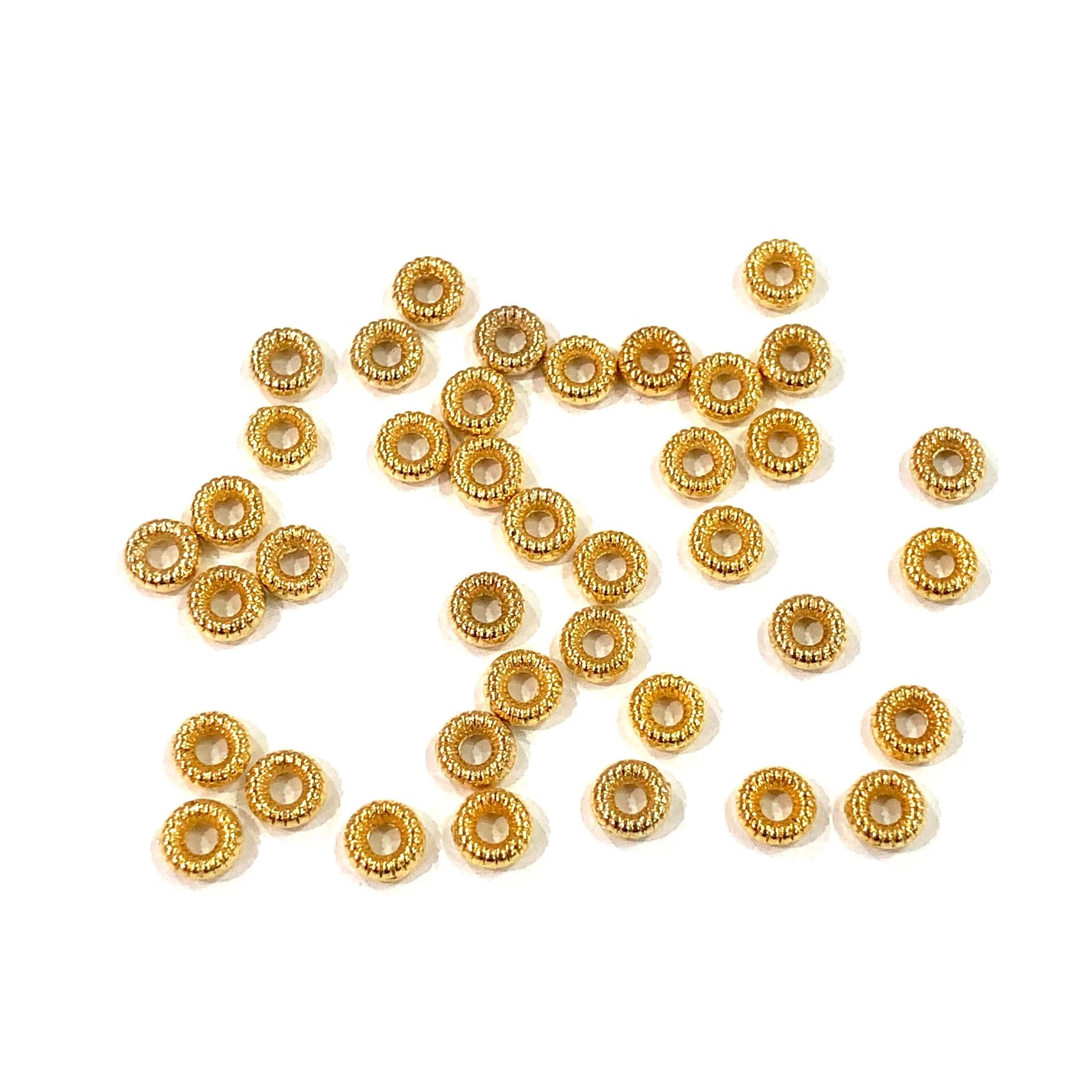 100 pcs Gold Wheel Spacers, 4,5mm 22K Gold Plated Wheel Spacers,