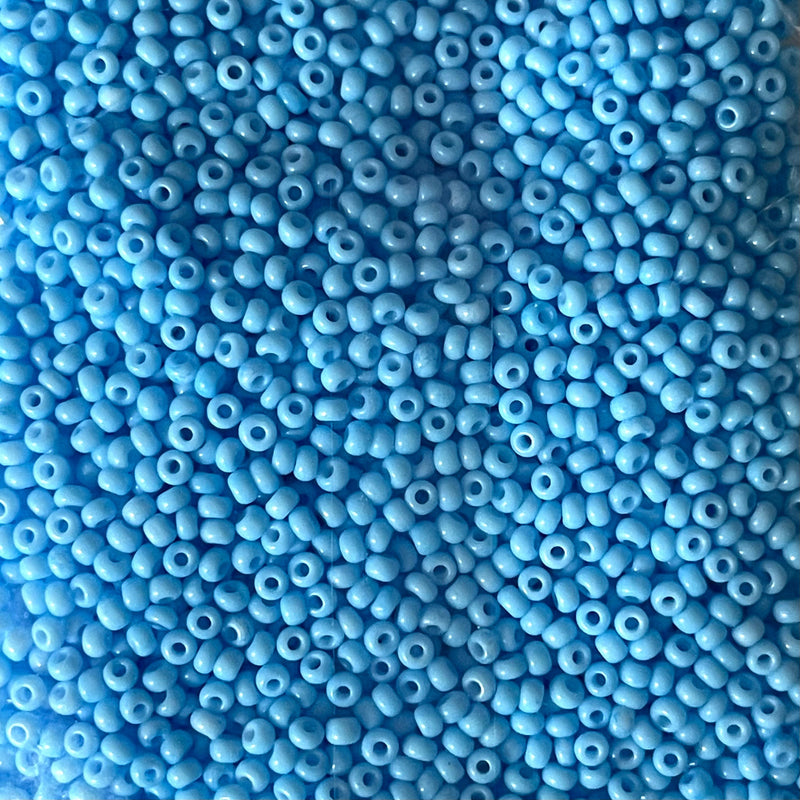 Perles de Rocailles Preciosa 8/0 Rocailles-Trou Rond 100 gr, 03134 Bleu-Vert Teinté Chalkwhite