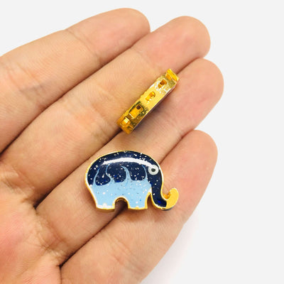24 Karat vergoldeter, emaillierter Elefanten-Charm