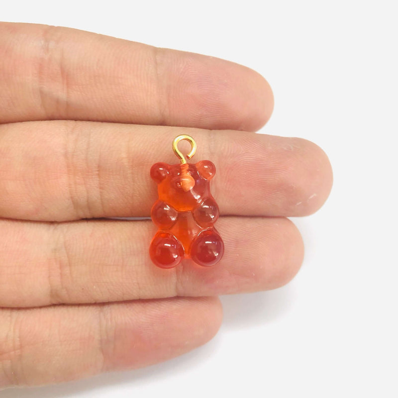 5 Stück in einer Packung, Jelly Bear Charms, Gummibärchen Harz mit Schleife, Jelly Bear Shaped Resin Charms 12x22mm,