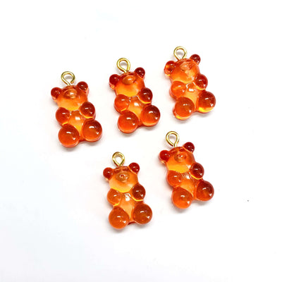 5 pcs in a pack, Jelly Bear Charms, Gummy Bear Resin With Loop, Jelly Bear Shaped Resin Charms  12x22mm,