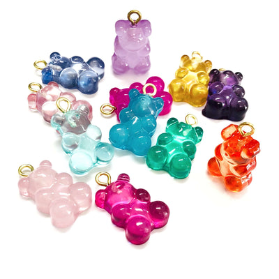 5 pcs dans un pack, Jelly Bear Charms, Gummy Bear Resin With Loop, Jelly Bear Shaped Resin Charms 12x22mm,