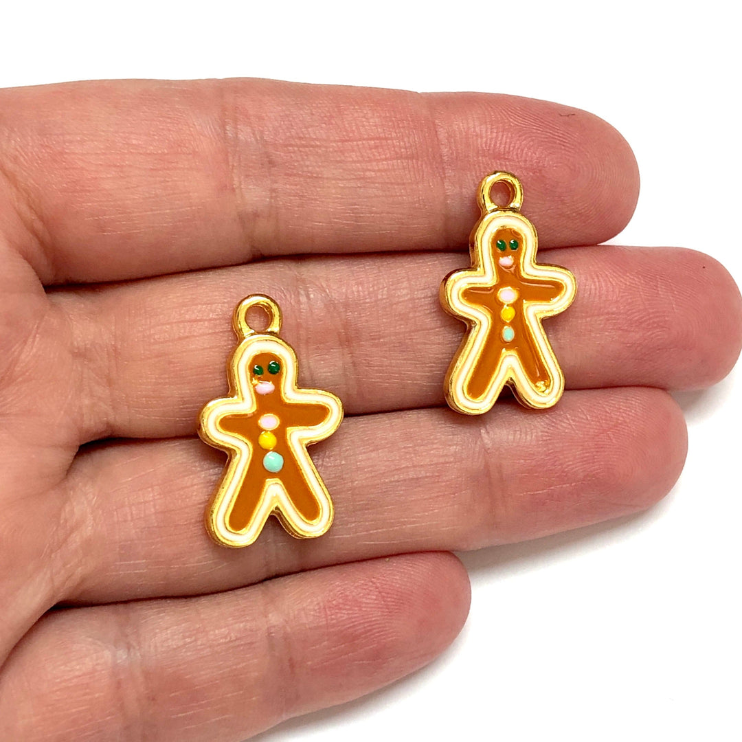 24Kt Gold Plated Gingerbread Man Charms, 2 pcs in a pack