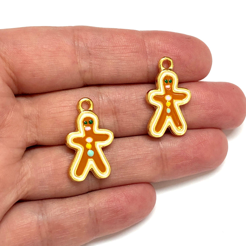 24Kt Gold Plated Gingerbread Man Charms, 2 pcs in a pack