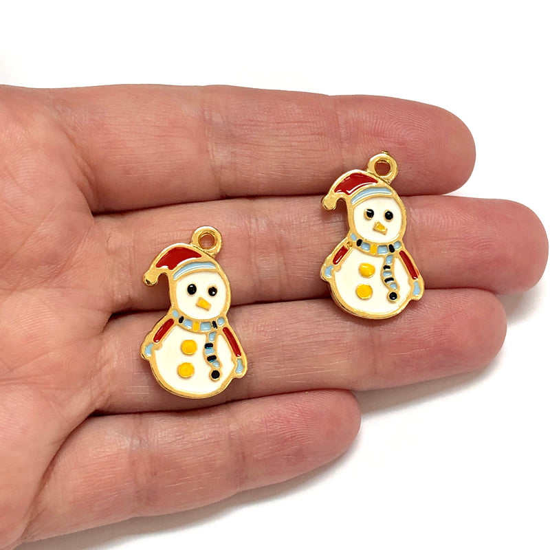 24Kt Gold Plated Snowman Charms, 2 pcs in a pack