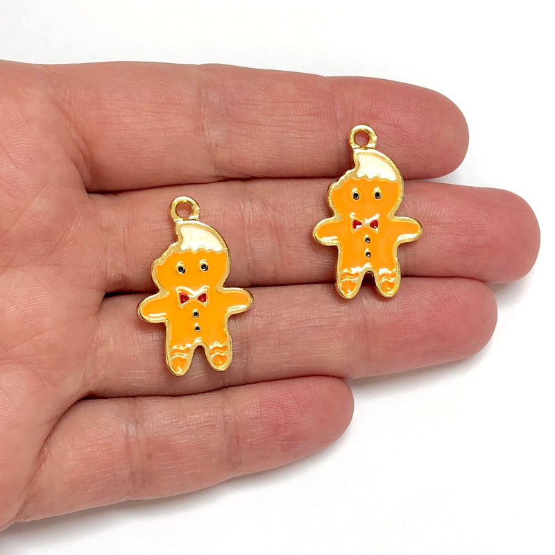 24Kt Gold Plated Gingerbread Man Charms, 2 pcs in a pack