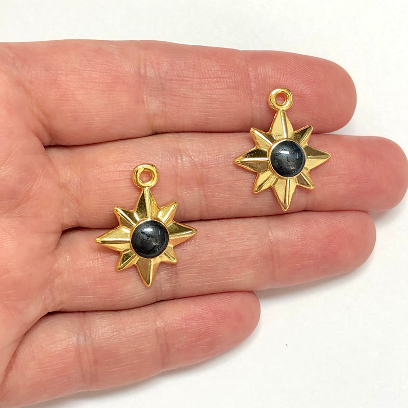 24Kt Gold Plated Enamelled North Star Charms, 2 pcs in a pack