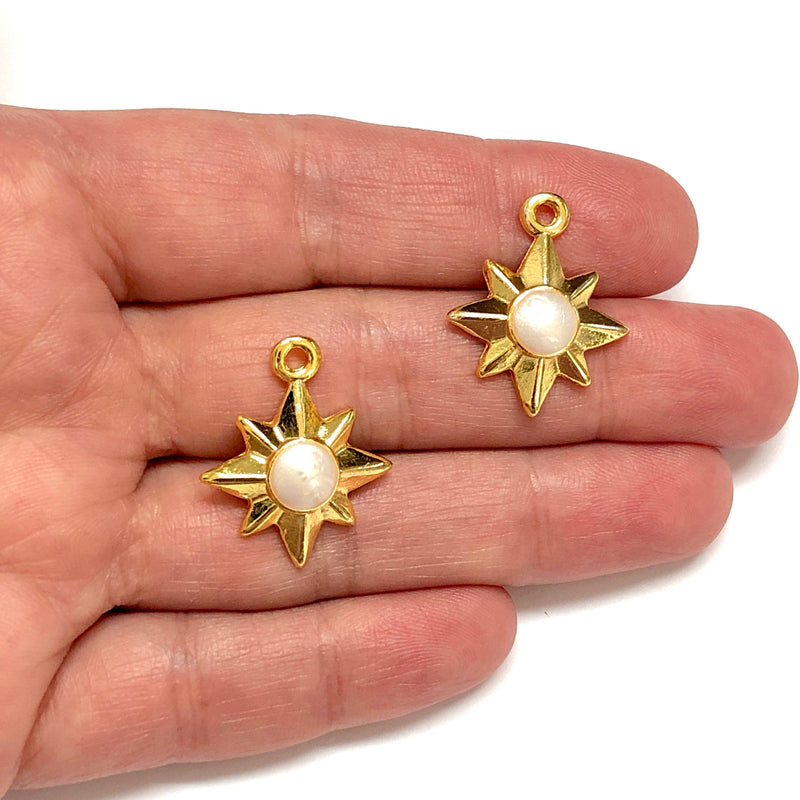 Breloques étoile du Nord émaillées plaquées or 24 carats, 2 pièces dans un paquet