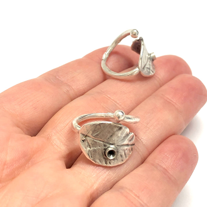 Silver Ring Setting, Antique Silver Plated Brass Adjustable Ring Blank, Adjustable Ring Bezel