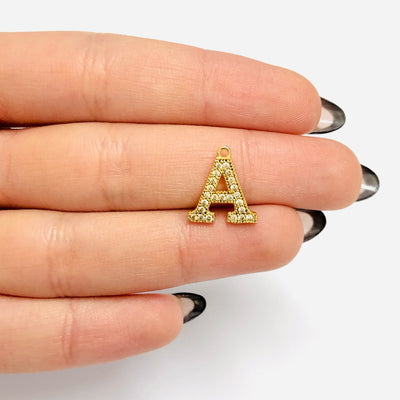 NEW!!! 24Kt Gold Plated Brass Micro Pave Initial Charms