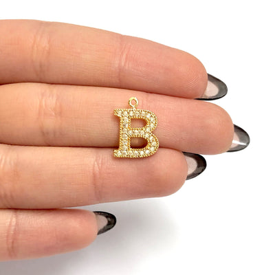 NEW!!! 24Kt Gold Plated Brass Micro Pave Initial Charms