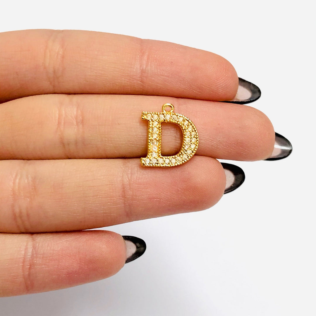 NEW!!! 24Kt Gold Plated Brass Micro Pave Initial Charms