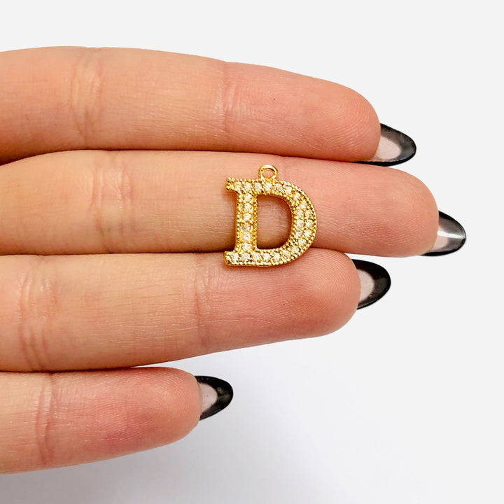 NEW!!! 24Kt Gold Plated Brass Micro Pave Initial Charms