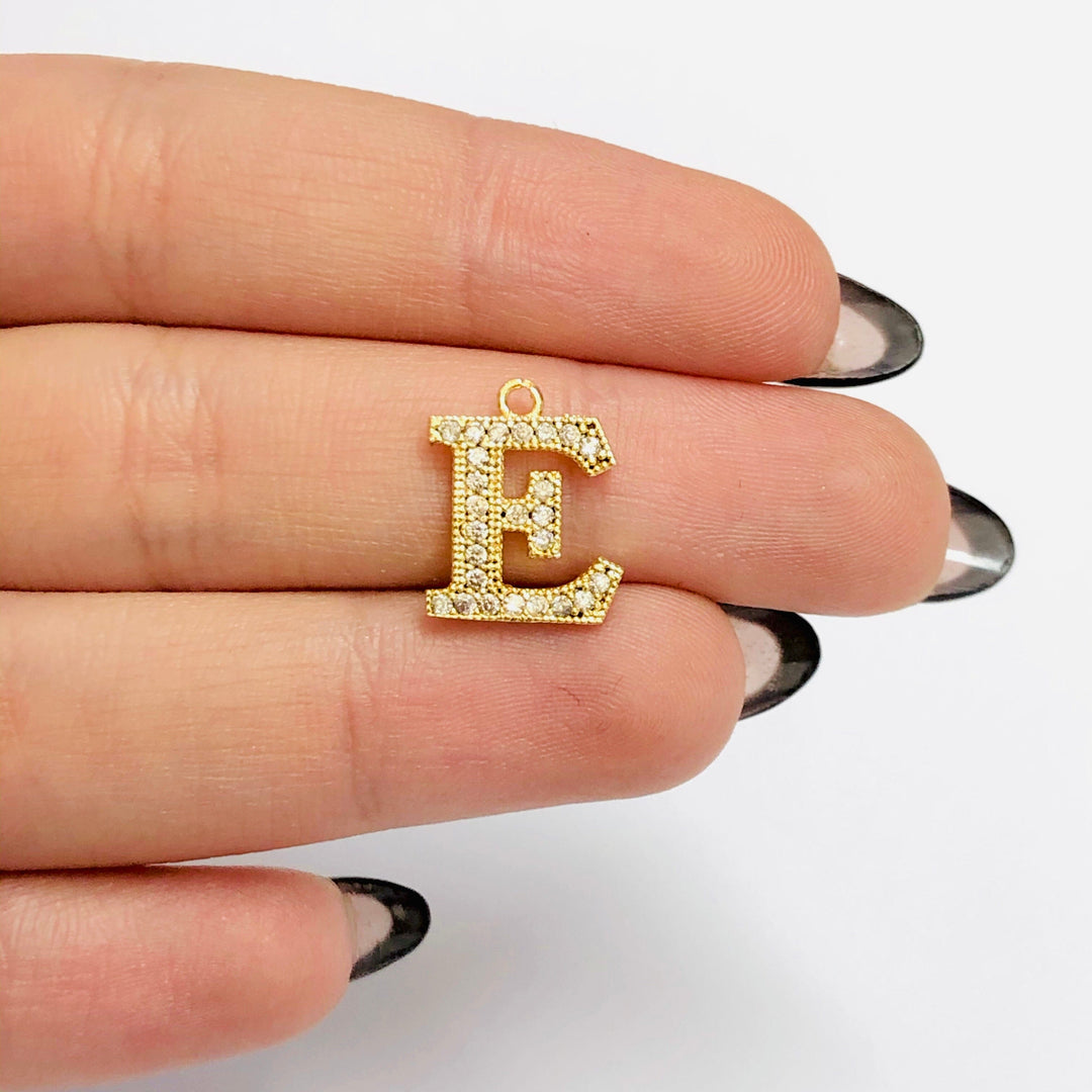 NEW!!! 24Kt Gold Plated Brass Micro Pave Initial Charms